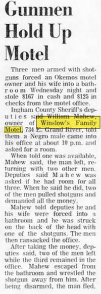 Winslows Family Motel - Jan 1970 Article (newer photo)